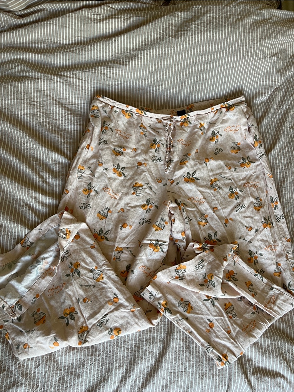 Light Pink Orange Print Pajama Pants